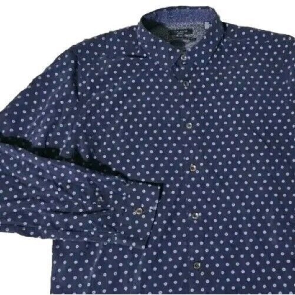 Ted Baker London 6 Long Sleeve 2XL Button Shirt Geometric Oxford